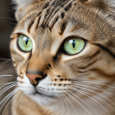Close-up macro photograph of the face of a Arabian Mau