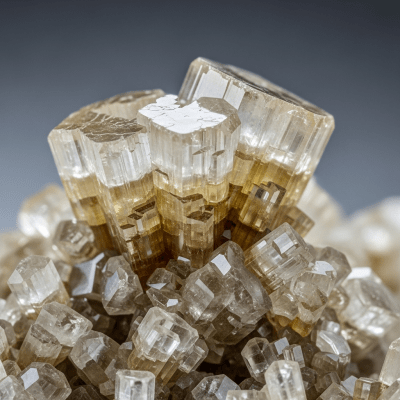 Macro shot of Aragonite, of the taxonomy minerals, showing detailed crystal structure and surface texture