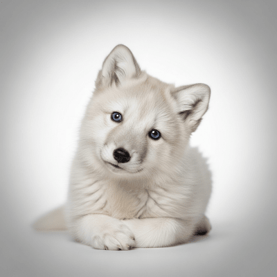 Photograph showing a juvenile (puppy) version of the Arctic Fox