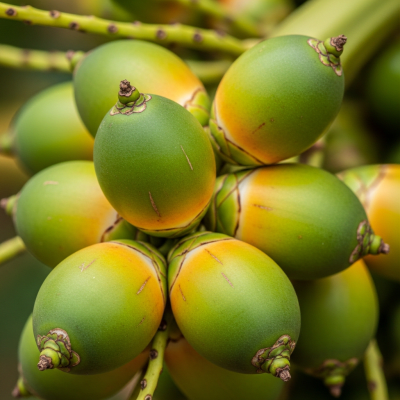 Close-up macro image of the leaf or fruit of a Areca Palm