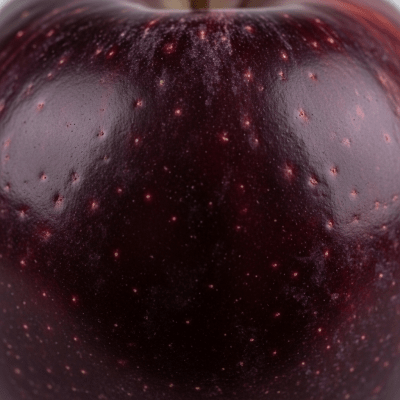A detailed macro shot focusing on the skin texture and color variation of a Arkansas Black
