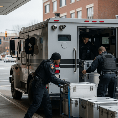 Image of a Armored Truck (trucks) being used by people in a real-world scenario