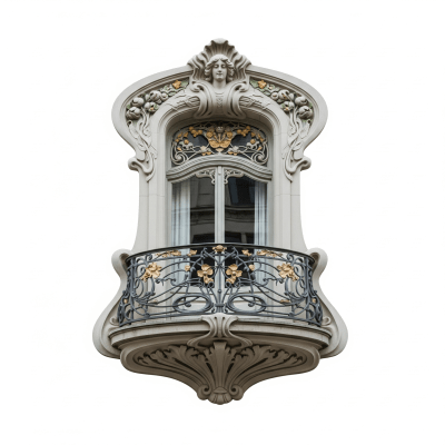 High quality, studio-style photograph of a single Art Nouveau from the architecture taxonomy
