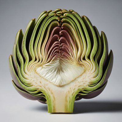 Detailed cross-sectional view of a fresh Artichoke