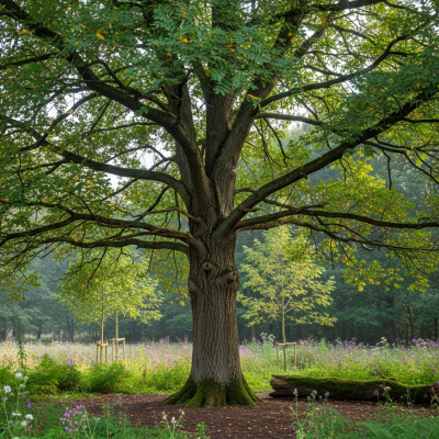 A realistic depiction of a mature Ash (trees) in its typical natural environment