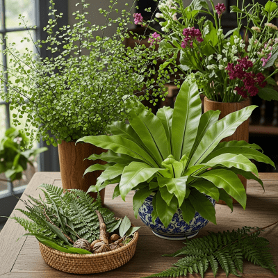 Image depicting a Aspleniaceae (family) as traditionally used by humans, such as in ornamental garden settings, floral arrangements, or as part of indigenous cultural practices