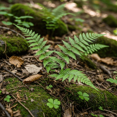Photograph of a Aspleniaceae (family), of the taxonomy ferns, shown growing in its natural environment, such as a forest understory or shaded woodland
