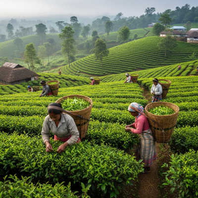 Environmental scene featuring Assam Tea, part of the taxonomy teas