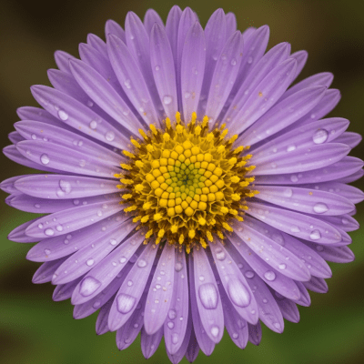 Detailed macro image of a Aster (flowers), focusing on the intricate structure of petals, stamens, and pistil