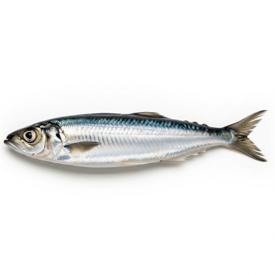 High-resolution studio photograph of a single Atlantic Herring, belonging to the taxonomy fish