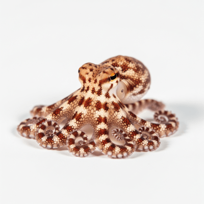 High quality studio photograph of a single Atlantic Pygmy Octopus