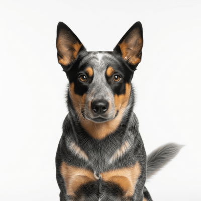 High quality studio photograph of a single Australian Cattle Dog