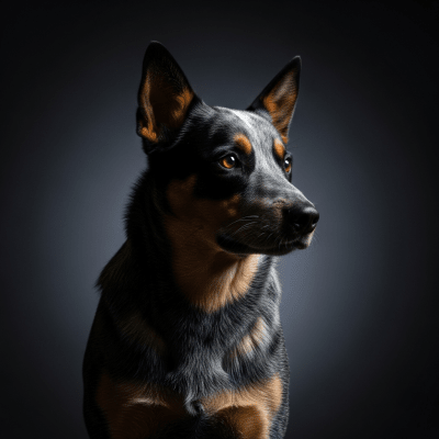 Editorial-style portrait of a Australian Cattle Dog from the taxonomy dogs.