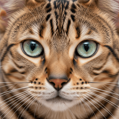 Close-up macro photograph of the face of a Australian Mist