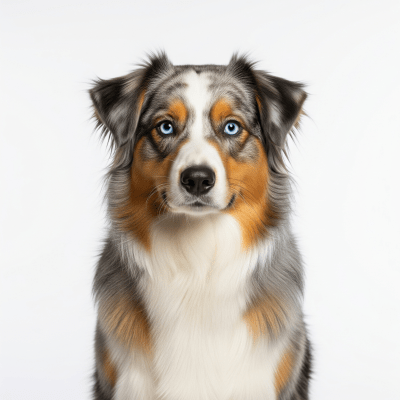 High quality studio photograph of a single Australian Shepherd