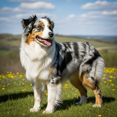 Naturalistic outdoor image of a Australian Shepherd