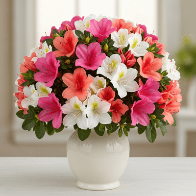 Image of a Azalea (flowers) arranged in a traditional bouquet or floral arrangement