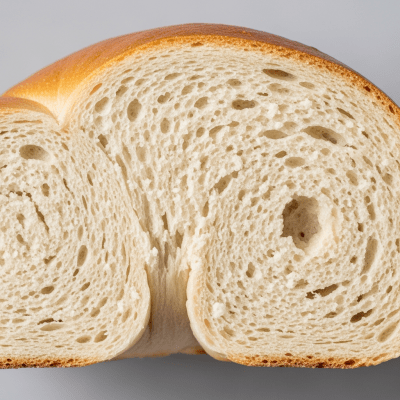 A close-up image of the interior of a sliced Bagel