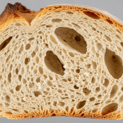A close-up image of the interior of a sliced Baguette