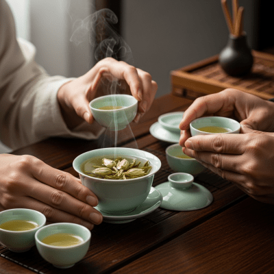 Image showing Bai Mudan prepared and served in its typical cultural context