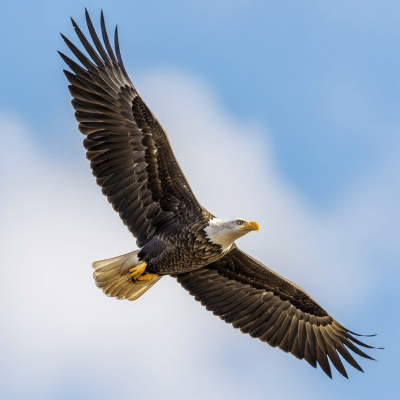 Action shot of a Bald Eagle (birds) in flight