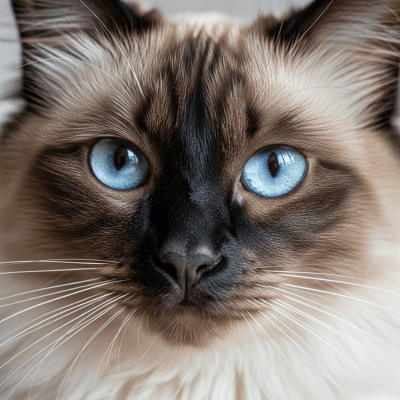Close-up macro photograph of the face of a Balinese