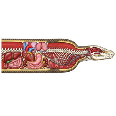 Scientific cross-sectional illustration of a Ball Python