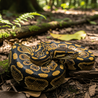 A detailed image of a Ball Python (reptiles) in its typical natural habitat