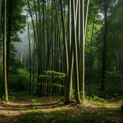 A realistic depiction of a mature Bamboo (trees) in its typical natural environment