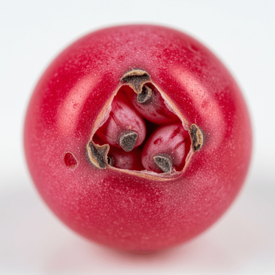 A detailed macro close-up of the surface texture of a fresh Barberry