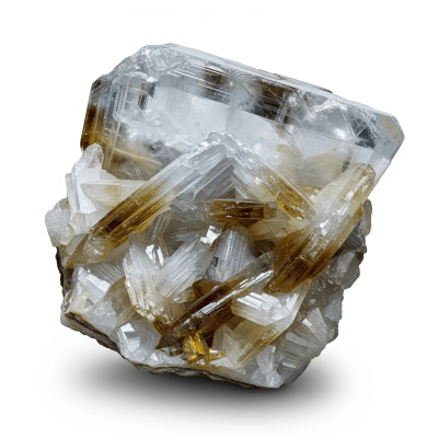 High resolution studio photograph of a single specimen of Barite