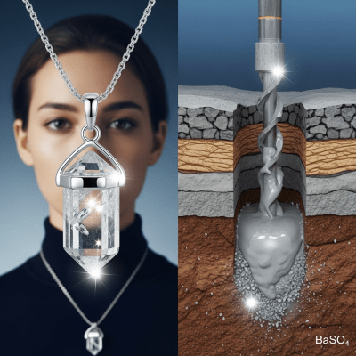 Depiction of Barite, as it is used or valued in human culture