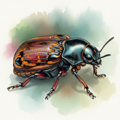 Artistic depiction of a single Bark Beetle, belonging to the taxonomy insects