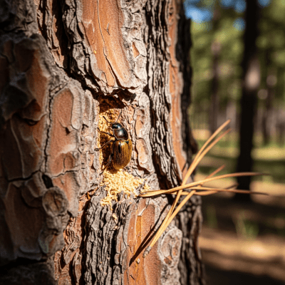 Detailed image showing a Bark Beetle in its natural environment