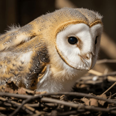 Image of a juvenile or chick stage of the Barn Owl, within the taxonomy birds