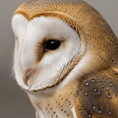 Close-up macro photograph of the feathers or distinctive markings of a Barn Owl