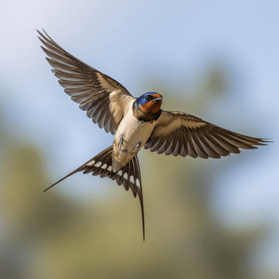 Action shot of a Barn Swallow (birds) in flight
