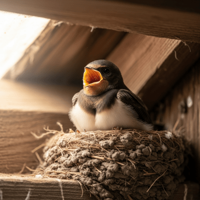 Image of a juvenile or chick stage of the Barn Swallow, within the taxonomy birds
