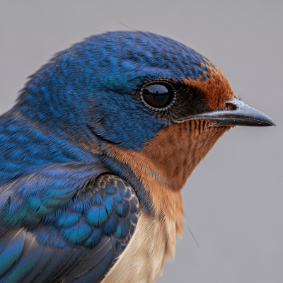 Close-up macro photograph of the feathers or distinctive markings of a Barn Swallow