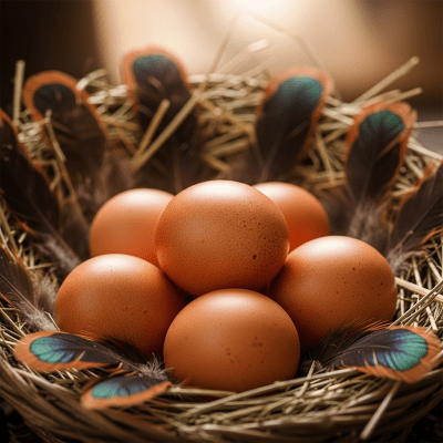 Image depicting eggs laid by a Barnevelder, contextualized within the chicken taxonomy