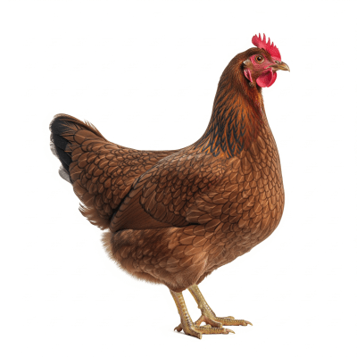 High quality studio photograph of a single Barnevelder from the chicken taxonomy