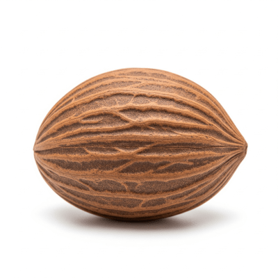 High quality studio photograph of a single Baru nut