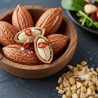 Photograph of a Baru nut (nuts) as used in cuisine, such as in a dish or as an ingredient