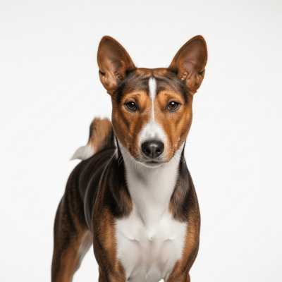 High quality studio photograph of a single Basenji