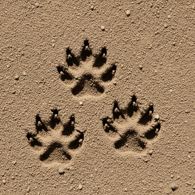 Image depicting tracks or footprints left by a Bat-eared Fox, belonging to the taxonomy canines