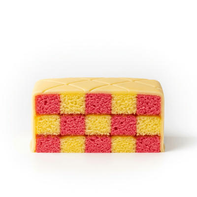 High quality studio photograph of a Battenberg Cake from the cake taxonomy