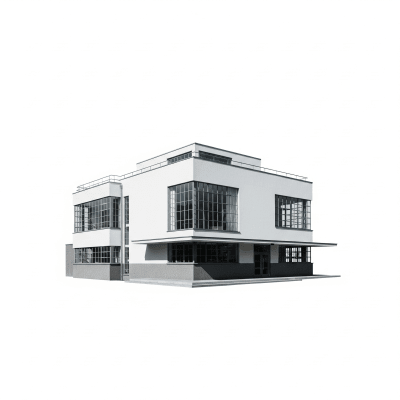 High quality, studio-style photograph of a single Bauhaus from the architecture taxonomy