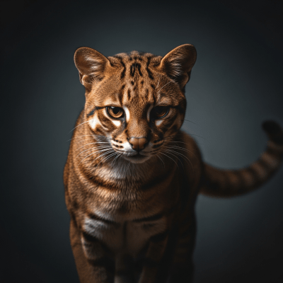 Editorial-style portrait of a Bay Cat (felines), emphasizing its unique features and personality.