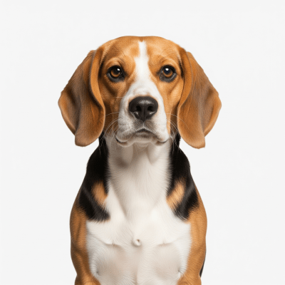 High quality studio photograph of a single Beagle