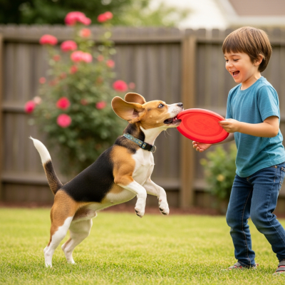 Image of a Beagle interacting with humans in a typical cultural or domestic setting